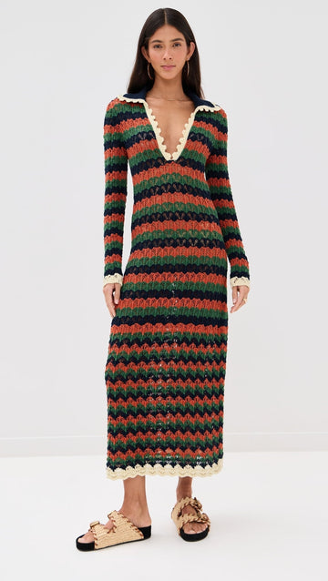 Striped Knit Maxi Dress