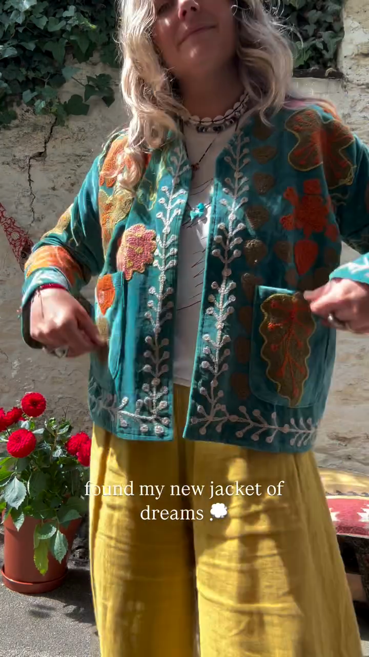 Embroidered Teal Jacket