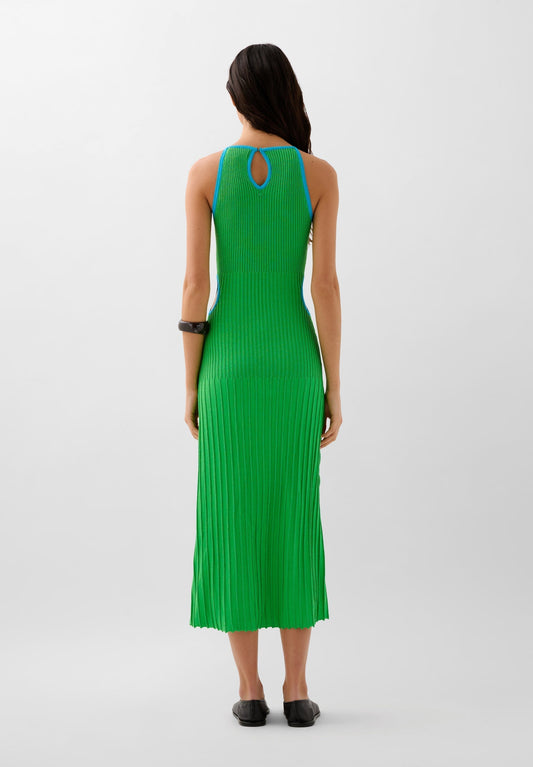 Green Ribbed Knit Maxi Dress