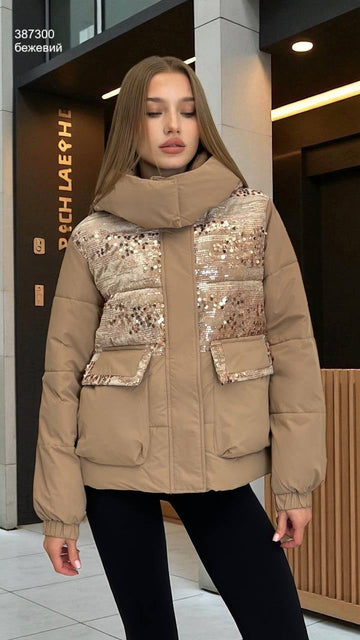 Sequin Embellished Puffer Jacket
