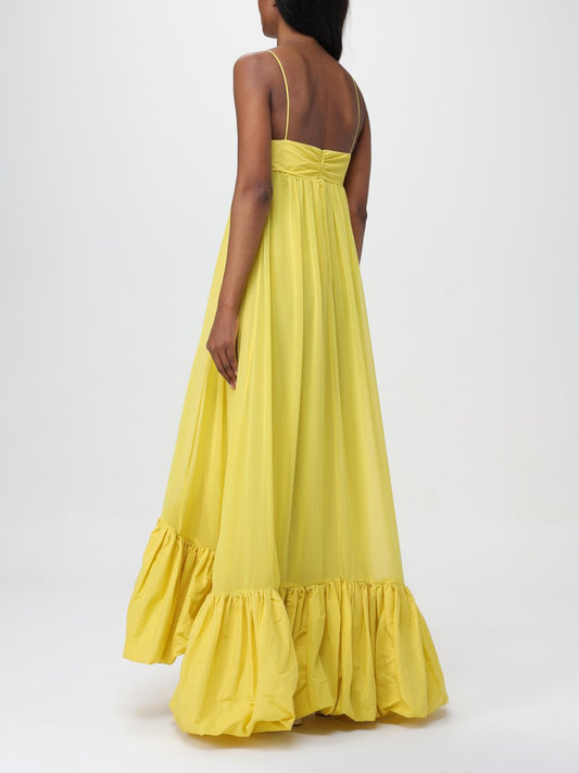 Yellow Spaghetti Strap Ruffle Maxi Dress