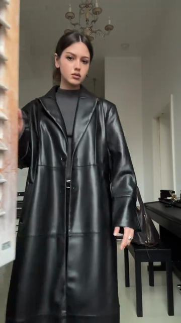 Black Leather Trench Coat