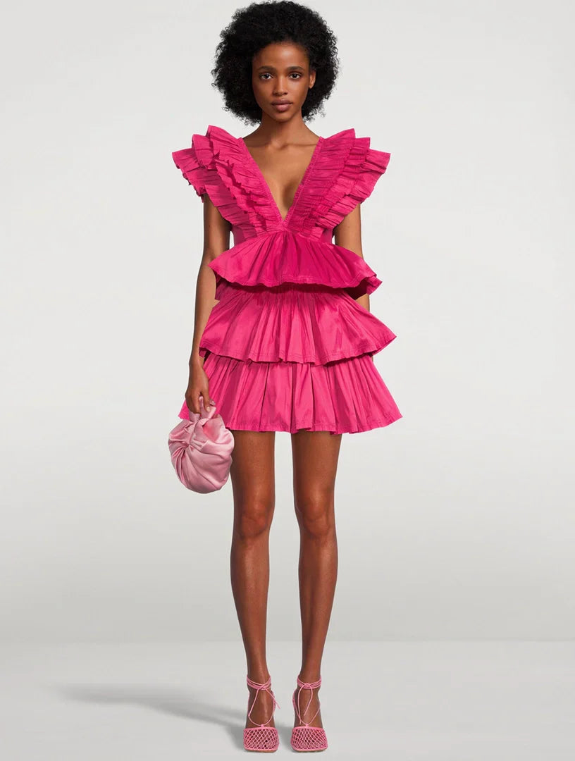 Hot Pink Ruffled Mini Dress