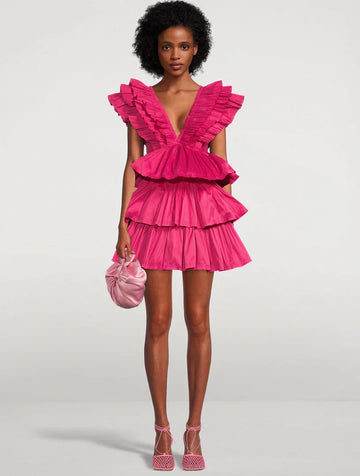 Hot Pink Ruffled Mini Dress