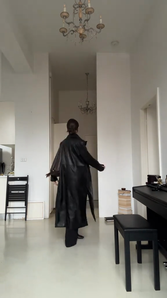 Black Leather Trench Coat