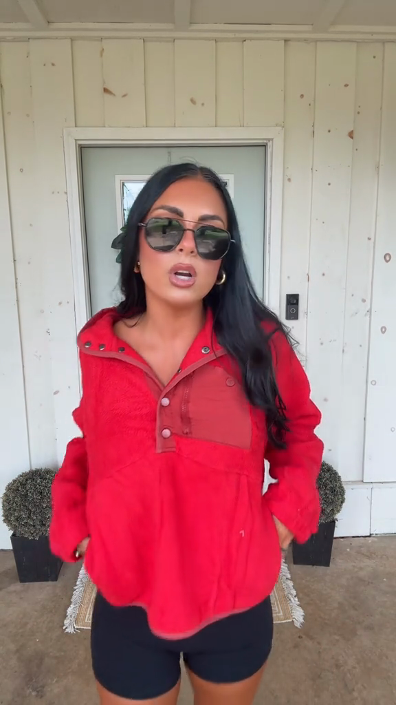 Red Fleece Pullover Top