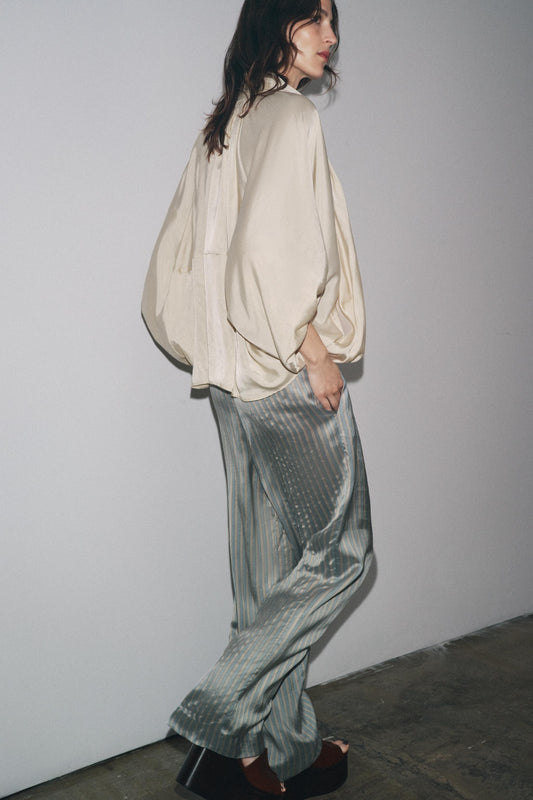 Oversized Satin Zip - Up Shirt