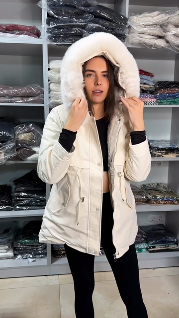 White Parka with Faux Fur - Lined Hood