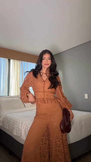Rust - Colored Lace Two - Piece Set