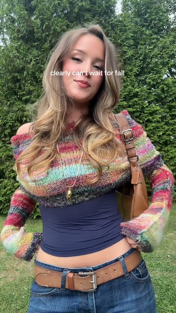 Colorful Knit Cropped Sweater