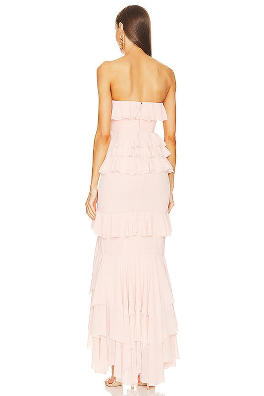 Strapless Ruffled Maxi Dress