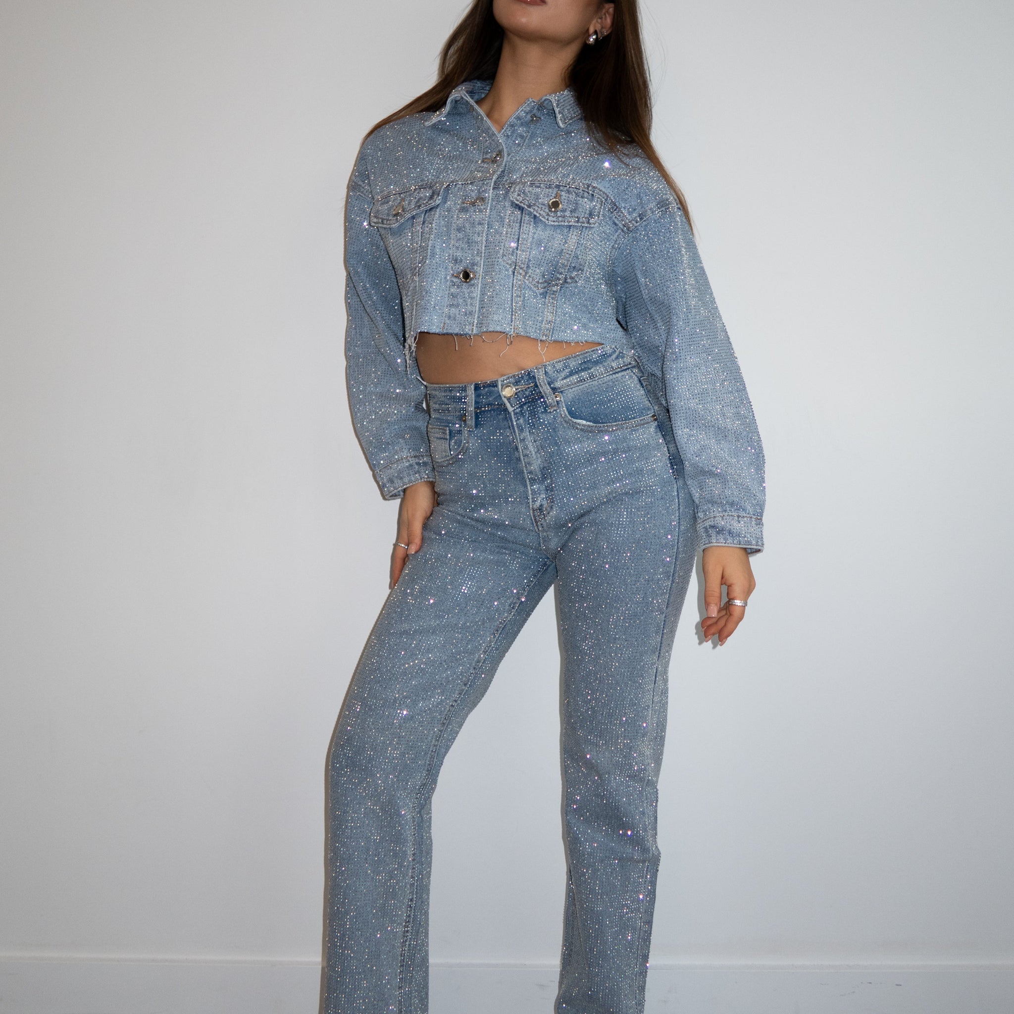 Embellished Denim Two - Piece Set