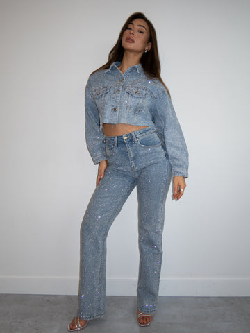 Embellished Denim Two - Piece Set