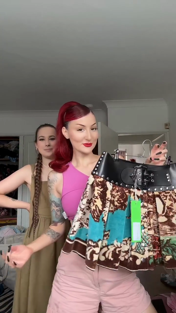 Studded Belt Printed Mini Skirt